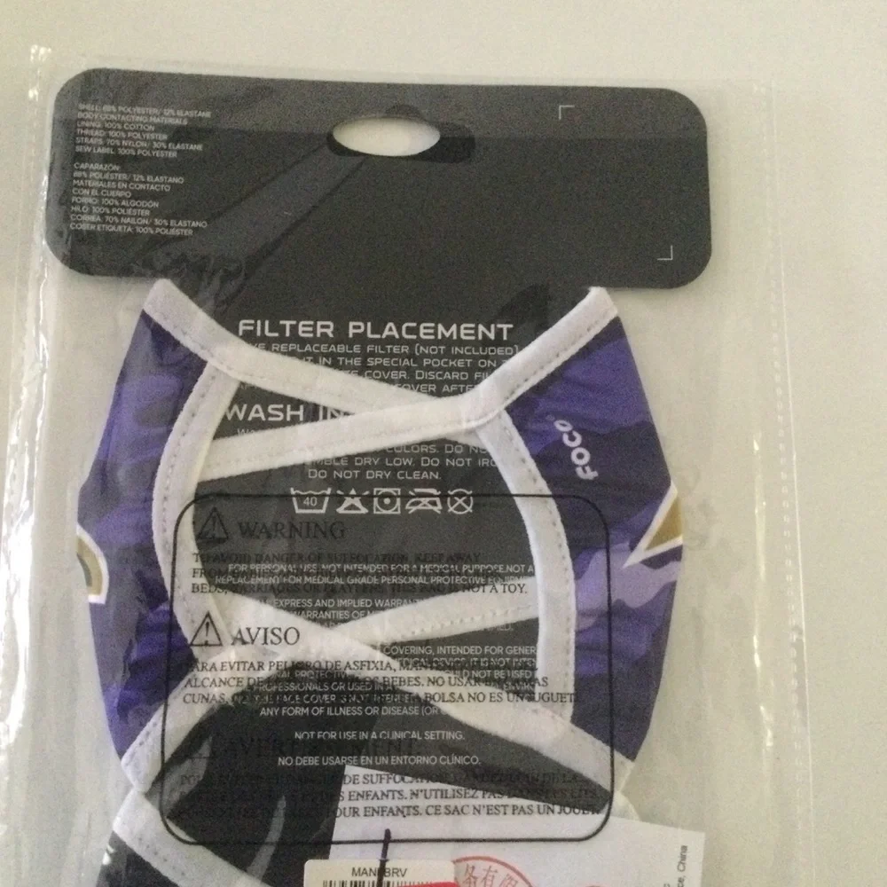 FOCO NFL BALTIMORE RAVENS 2 PACK FACE COVERINGS MASKS PURPLE BLACK UNISEX NWT